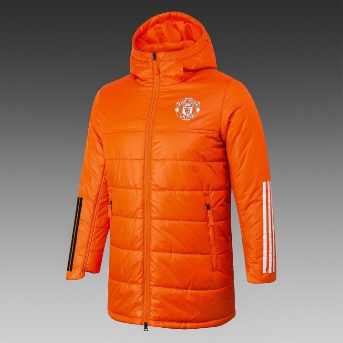 2021 Man Utd Orange Cotton Jacket - 图片 4