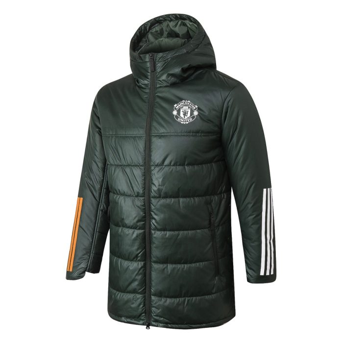 2021 Man Utd Military Green Cotton Jacket - 图片 4