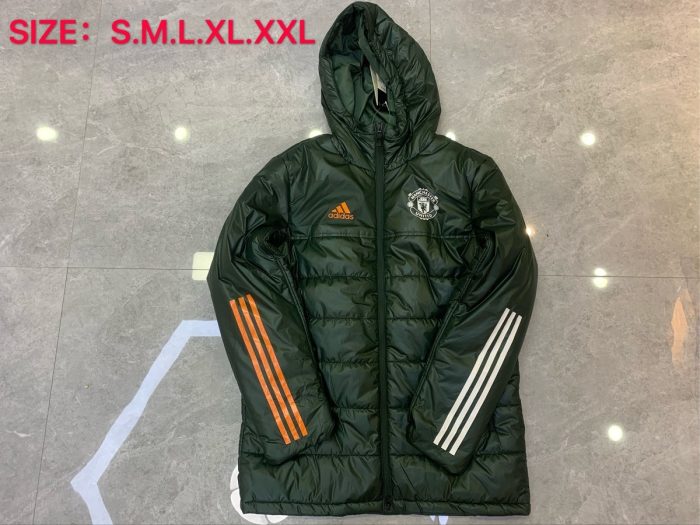 2021 Man Utd Military Green Cotton Jacket - 图片 9