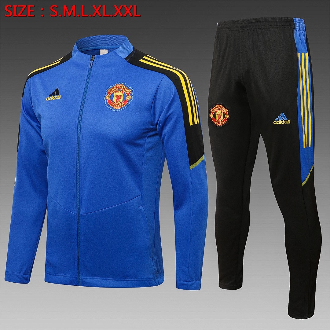 JER-3410_1 Man Utd 21/22 Long Zipper Jacket Colorful Blue S-2XL - 图片 1