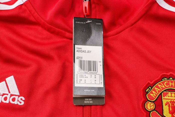 Man Utd 21-22 High Neck Red (White Trim) Long Zipper Jacket - 图片 3