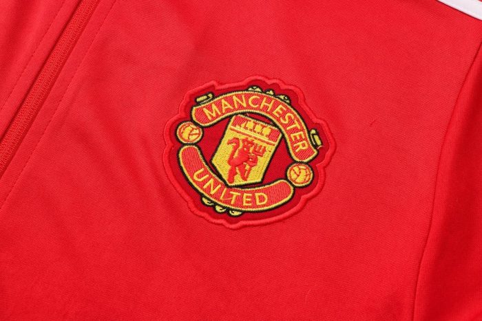 Man Utd 21-22 High Neck Red (White Trim) Long Zipper Jacket - 图片 6