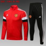 Man Utd 21-22 High Neck Red (White Trim) Long Zipper Jacket - 图片 8