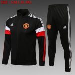 Man Utd 21-22 High Neck Black (White Trim) Long Zipper Jacket