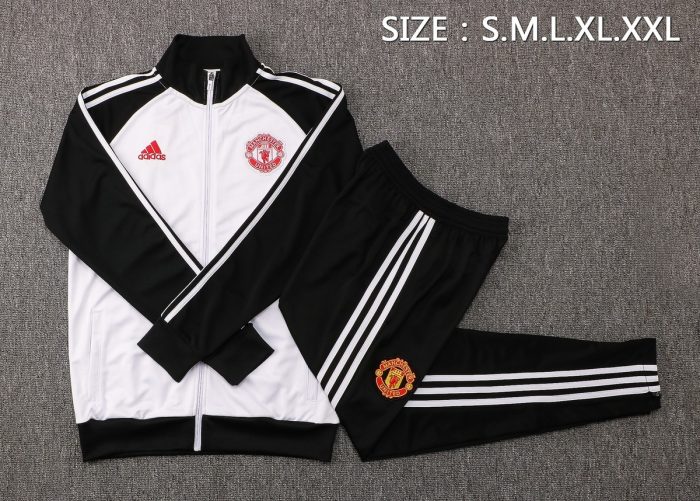 Man Utd 21/22 High Neck Long Sleeve Training Top White with Black Sleeves - 图片 2