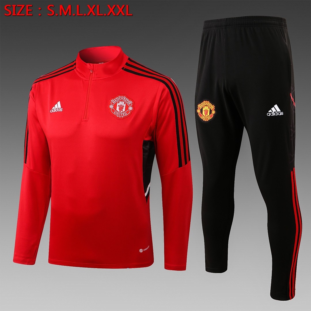 JER-3423_1 Man Utd 22-23 Red Half-Zip Jacket - 图片 1