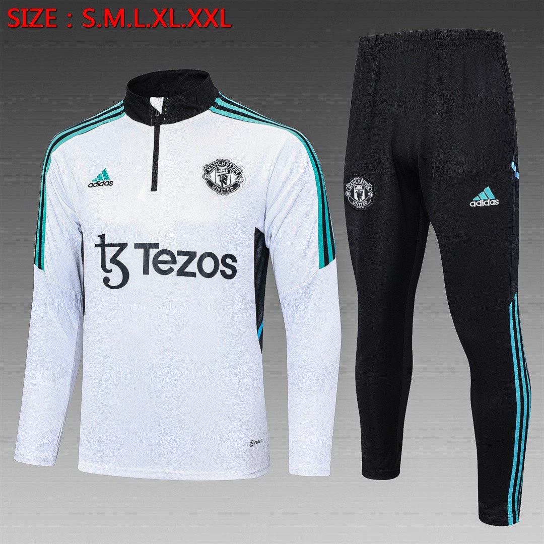 JER-3440_1 Man Utd 23-24 White Half-Zip Jacket - 图片 1