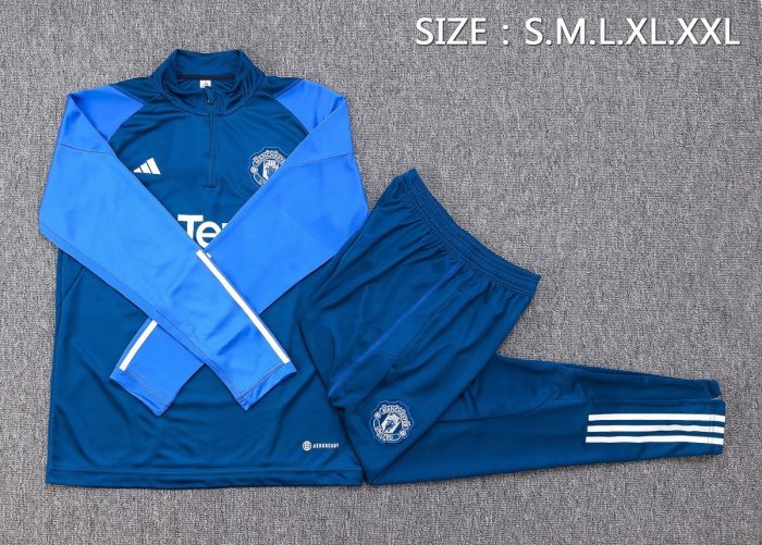 Man Utd 23-24 Semi-Zip Jacket Royal Blue - 图片 2
