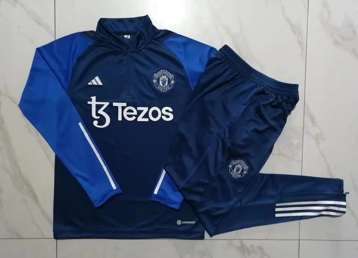 Man Utd 23-24 Semi-Zip Jacket Royal Blue - 图片 9