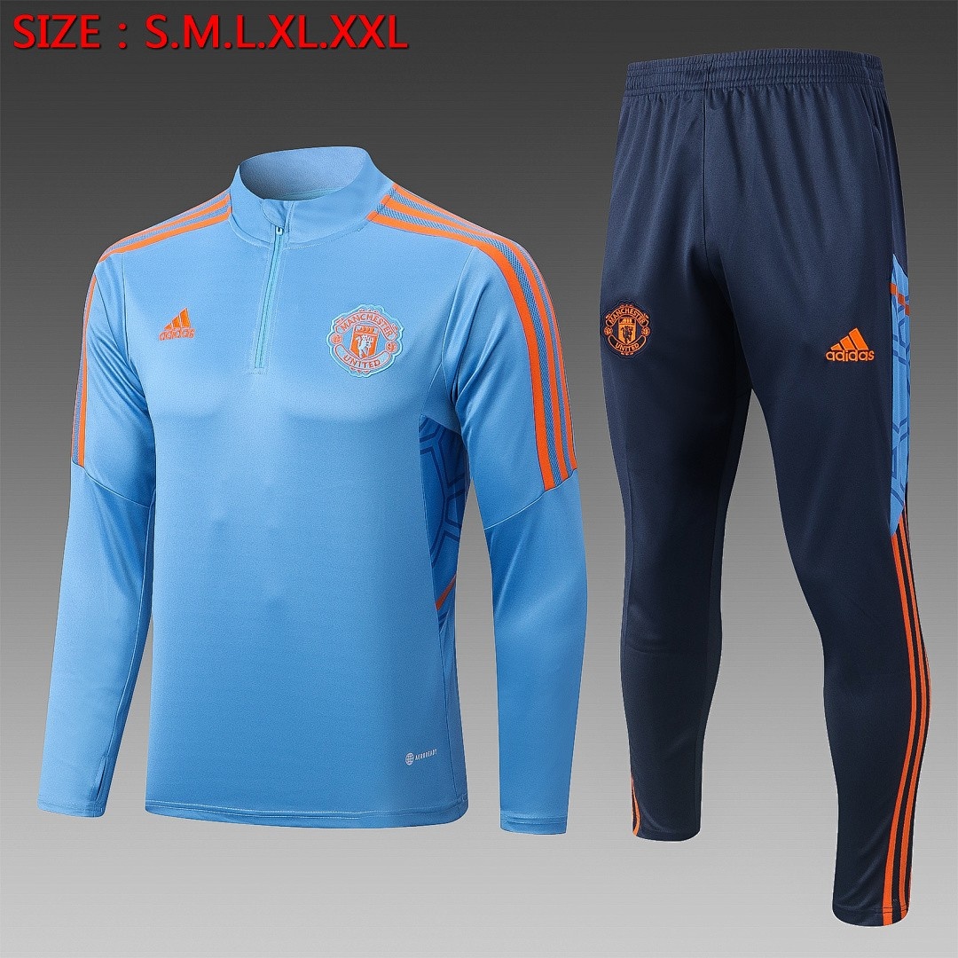 JER-3446_1 Man Utd 22/23 Half Zip Jacket Lake Blue - 图片 1
