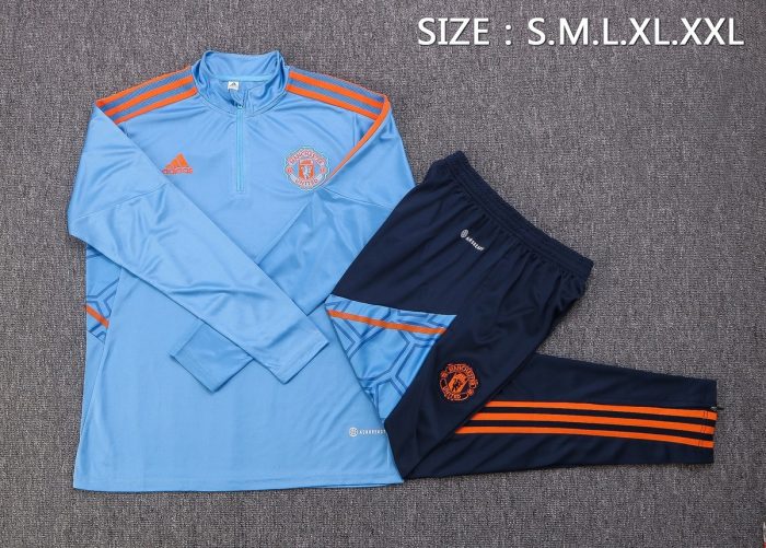 Man Utd 22/23 Half Zip Jacket Lake Blue - 图片 2