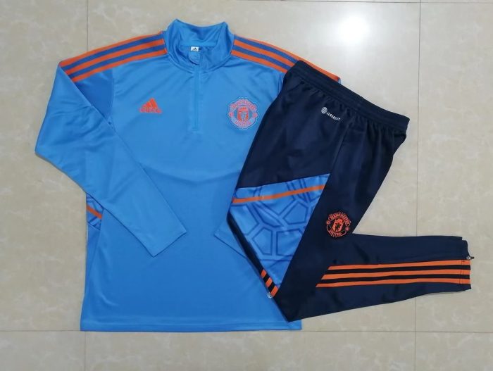 Man Utd 22/23 Half Zip Jacket Lake Blue - 图片 9