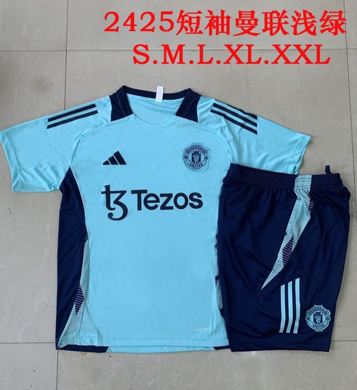 Manchester United 24-25 Light Green Short Sleeve Training Shirt - 图片 9