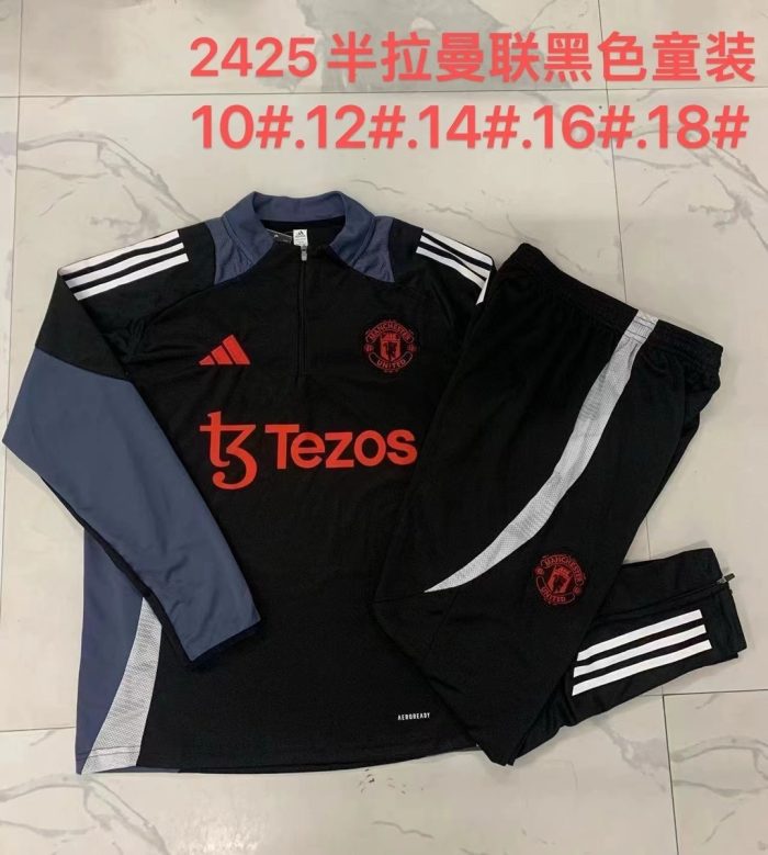 Manchester United 24/25 Black Half-Zip Jacket Kids - 图片 4