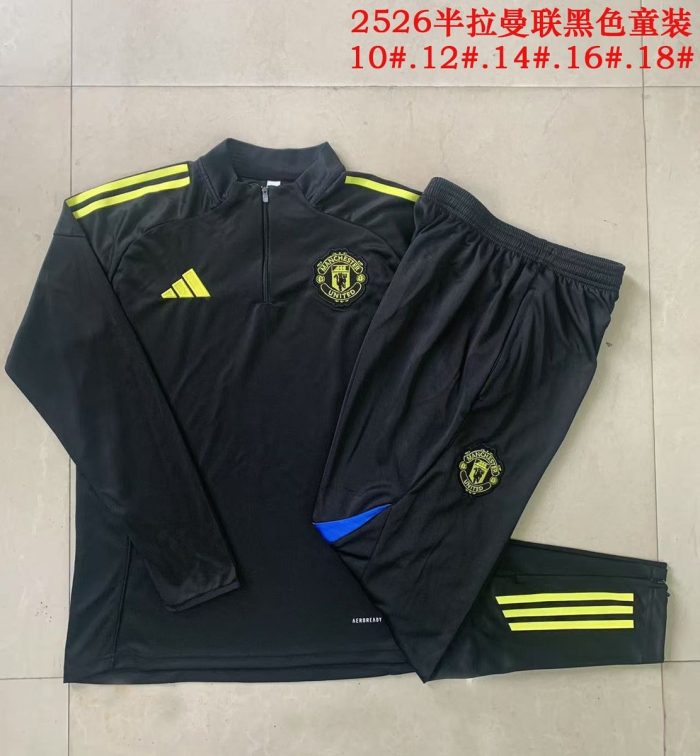 Manchester United Black Kids' Half-Zip Jacket - 图片 3