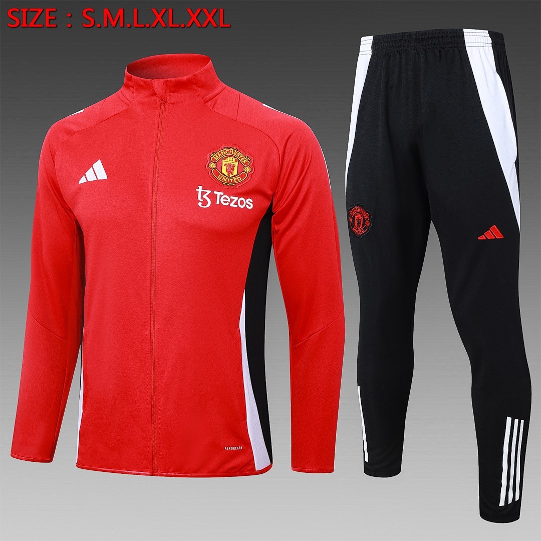 JER-3456_1 Manchester United 24/25 Red Long Zip Jacket - 图片 1
