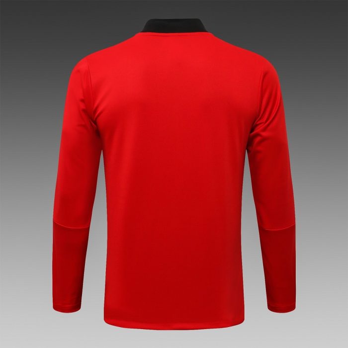 Man Utd 21-22 High Neck Red (Black Trim) Long Zipper Jacket - 图片 8