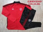 Man Utd 21-22 High Neck Red (Black Trim) Long Zipper Jacket - 图片 9