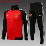 Manchester United 21-22 Red Sleeves Black Long Zip Jacket