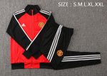 Manchester United 21-22 Red Sleeves Black Long Zip Jacket - 图片 2