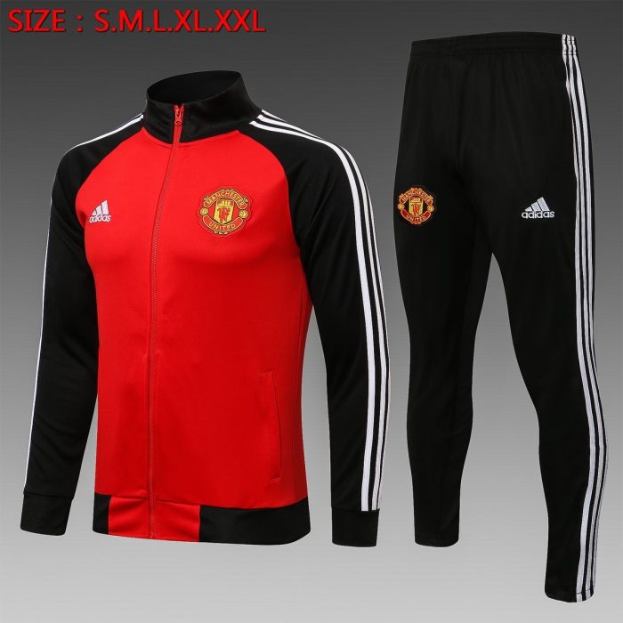 Manchester United 21-22 Red Sleeves Black Long Zip Jacket - 图片 8