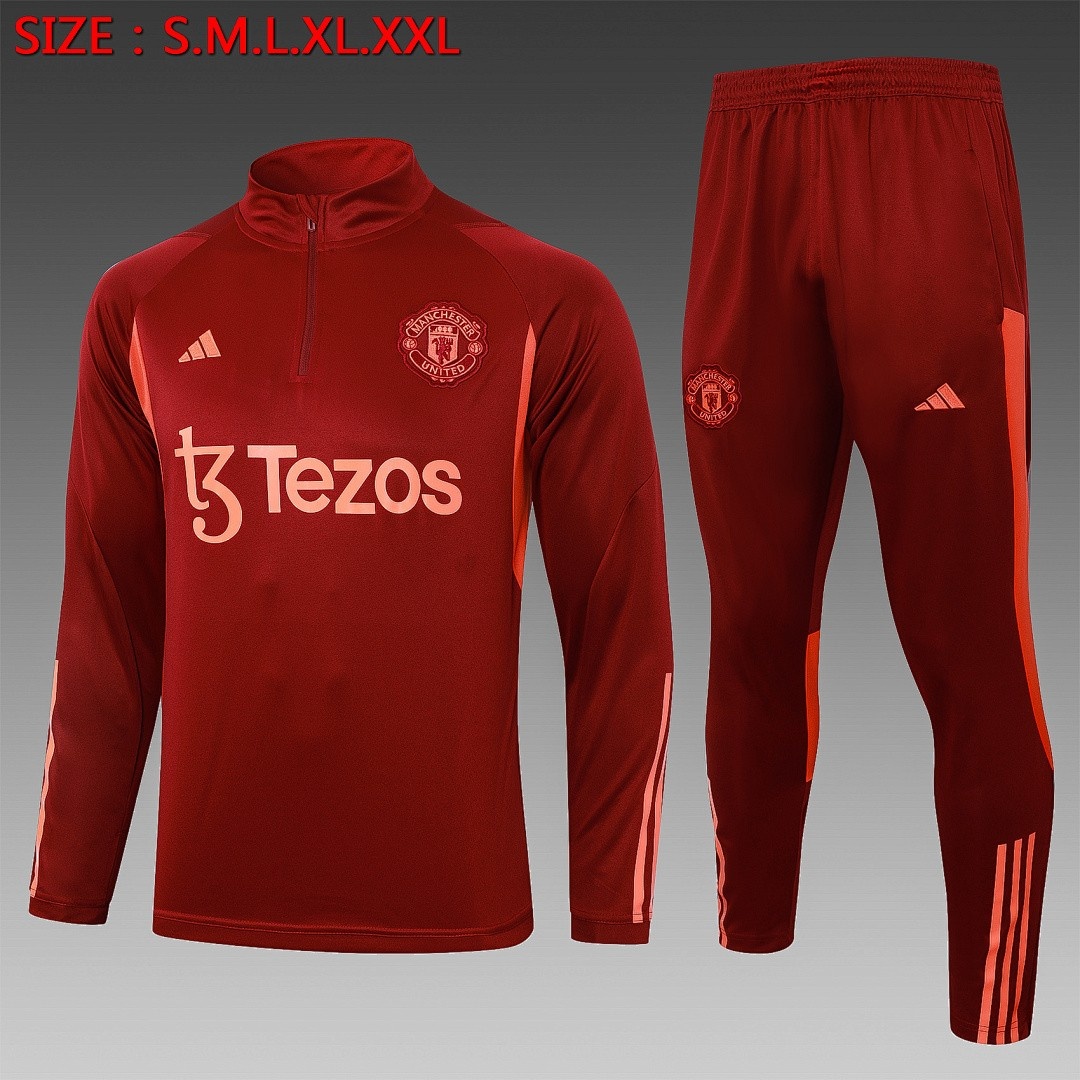 JER-3468_1 Man Utd 23-24 Half Zip Jacket Maroon - 图片 1