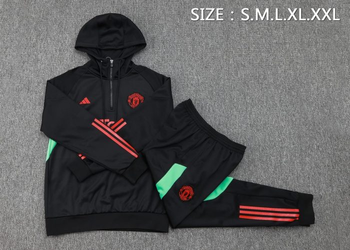 Man Utd 23-24 Half Zip Hoodie Black - 图片 2