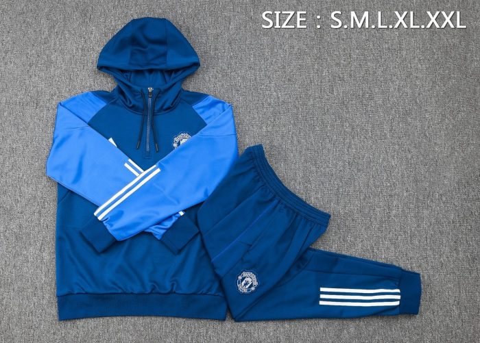Man Utd 23-24 Half-Zip Hoodie Navy Blue - 图片 2