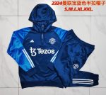 Man Utd 23-24 Half-Zip Hoodie Navy Blue - 图片 9
