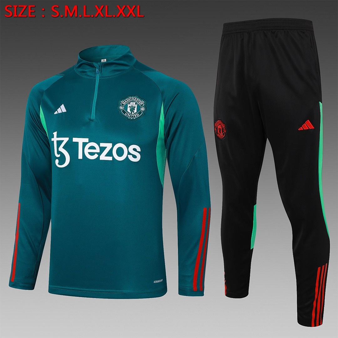 JER-3473_1 Manchester United 23-24 Half Zip Jacket Dark Green - 图片 1