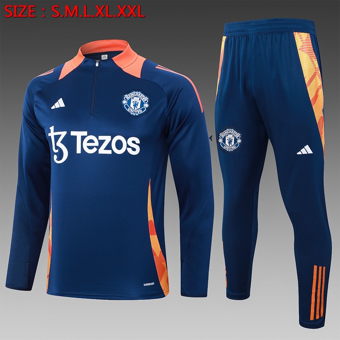 JER-3475_1 Manchester United 24/25 Half Zip Jacket Blue - 图片 1
