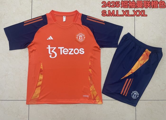 Manchester United 24-25 Orange Short Sleeve Training Shirt - 图片 9