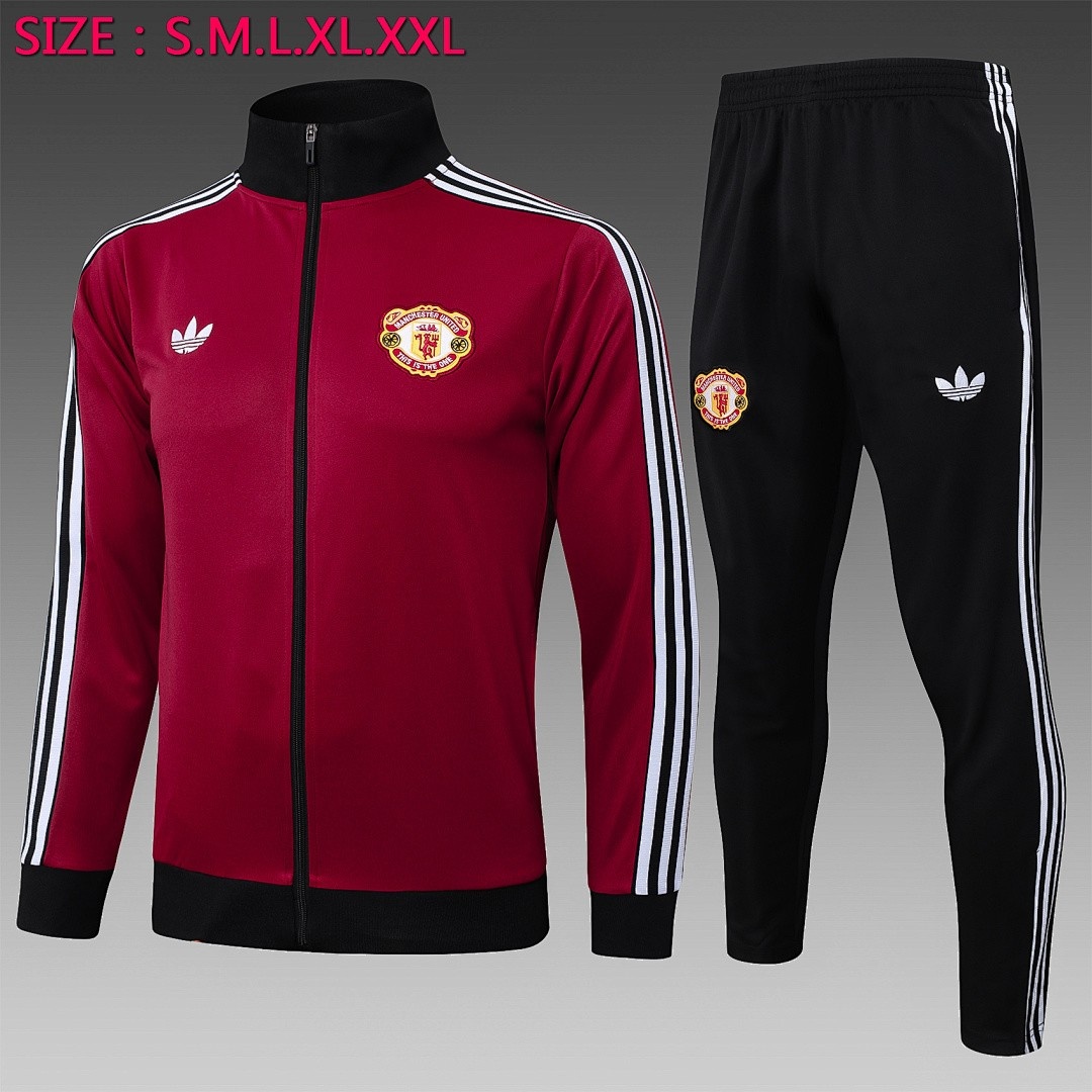 JER-3479_1 Manchester United 24/25 Long Zip Jacket Maroon - 图片 1