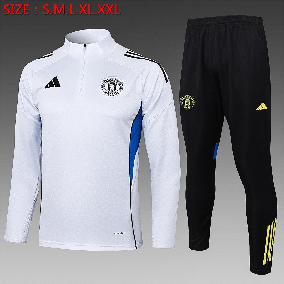 JER-3480_1 Manchester United White Half-Zip Jacket - 图片 1