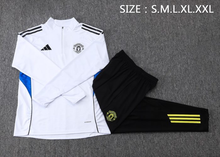 Manchester United White Half-Zip Jacket - 图片 2