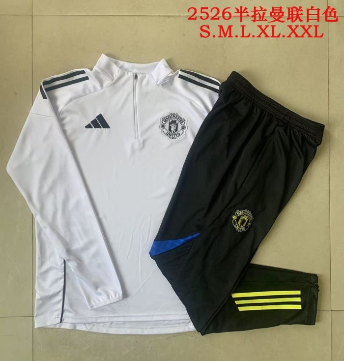 Manchester United White Half-Zip Jacket - 图片 9