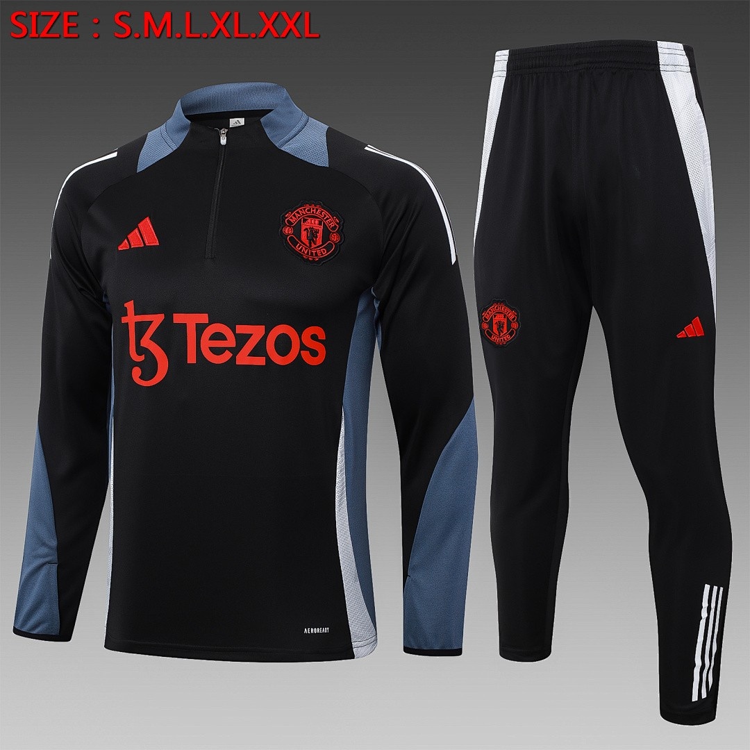 JER-3492_1 Manchester United 24/25 Black Half-Zip Jacket - 图片 1