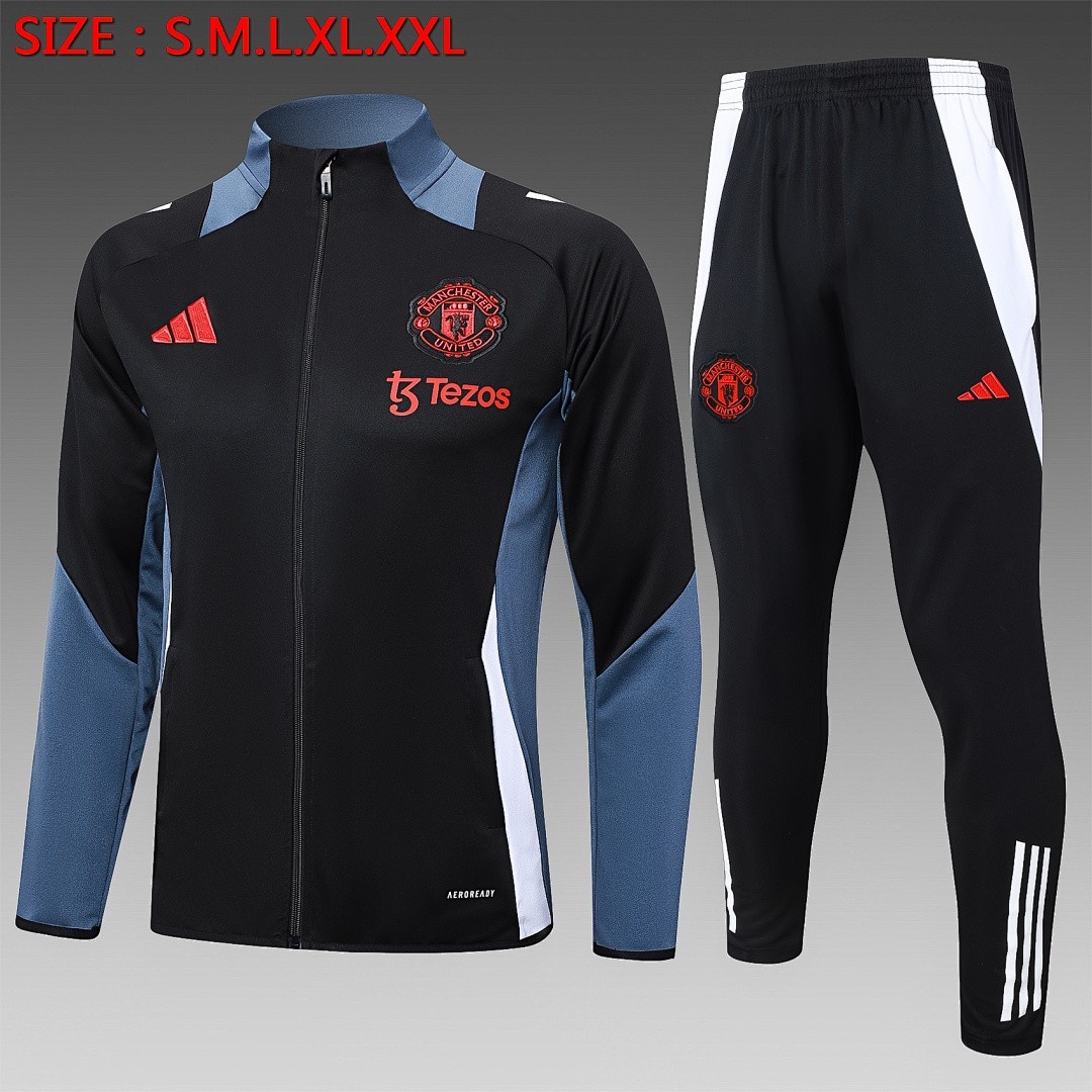 JER-3493_1 Manchester United 24-25 Black Long Zip Jacket - 图片 1