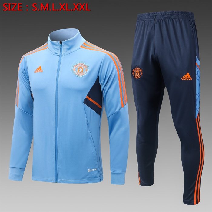 Man Utd Light Blue Long Zipper Jacket - 图片 8