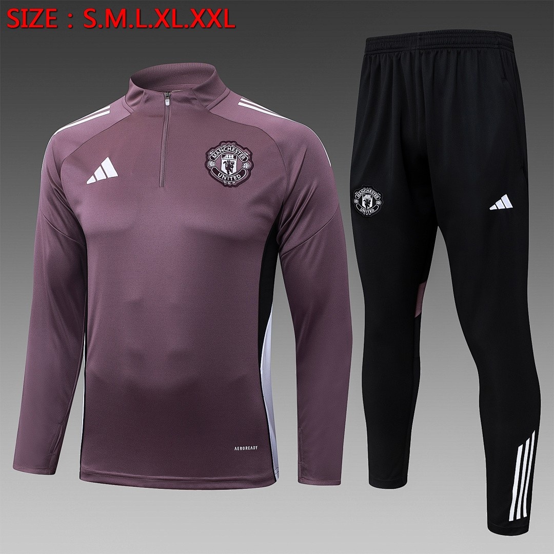 JER-3518_1 Manchester United 25/26 Half Zip Jacket Grey Purple - 图片 1