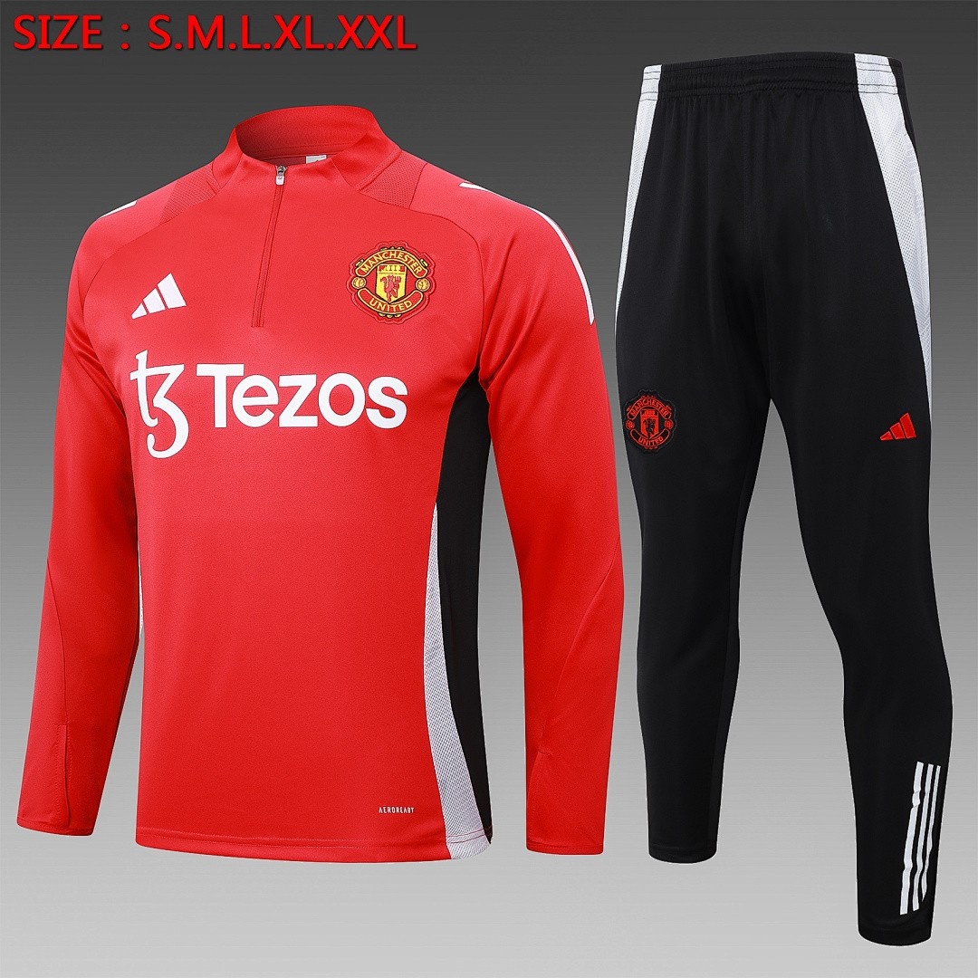 JER-3520_1 Manchester United 24-25 Red Half-Zip Jacket - 图片 1