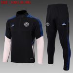 Man Utd Black White Sleeve Half-Zip Jacket