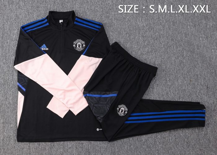 Man Utd Black White Sleeve Half-Zip Jacket - 图片 2