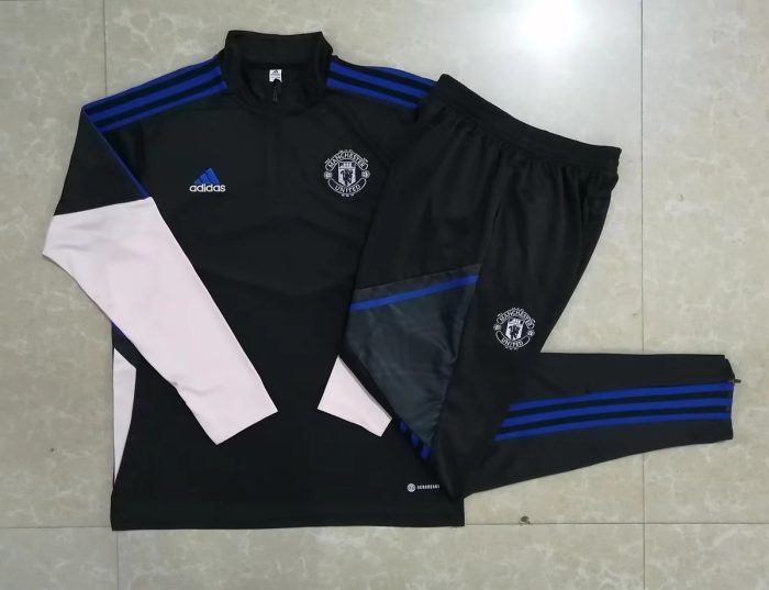 Man Utd Black White Sleeve Half-Zip Jacket - 图片 9
