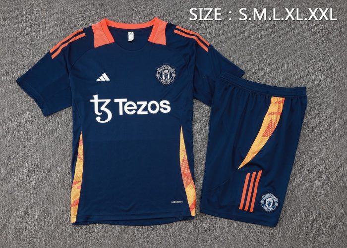 Manchester United 24-25 Short Sleeve Training Shirt Blue - 图片 2