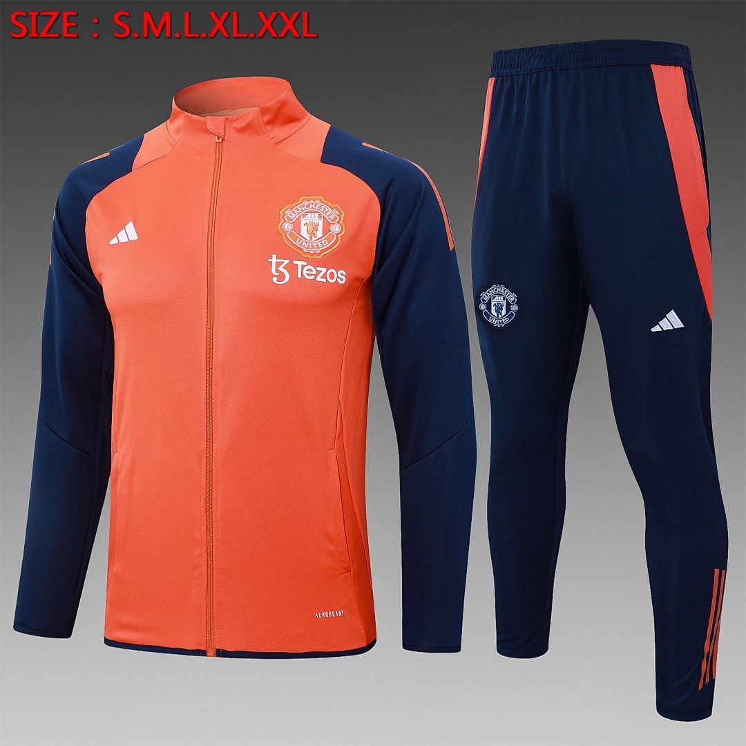 JER-3542_1 Manchester United 24/25 Orange Long Zip Jacket - 图片 1