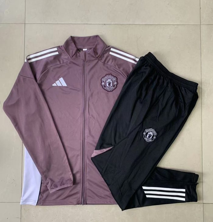 Manchester United Grey Purple Kids Long Zipper Jacket - 图片 4