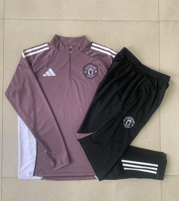 Manchester United Kids Grey Purple Half Zip Jacket - 图片 4