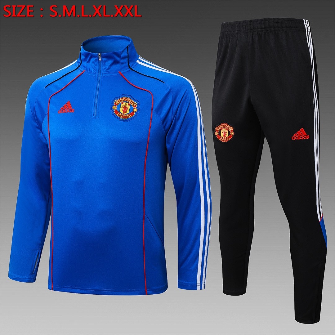 JER-3563_1 Manchester United 25/26 Semi-Zip Jacket Retro Edition Colorful Blue - 图片 1