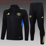 Manchester United Kids Black Long Zipper Jacket (Green Logo) - 图片 2